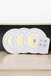 Spot Lamba Led Işık 3'lü Uzaktan Kumandalı Pilli Yapışkanlı Kablosuz