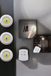 Spot Lamba Led Işık 3'lü Uzaktan Kumandalı Pilli Yapışkanlı Kablosuz