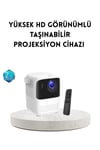 Taşınabilir Akıllı 1080P Projektör – 64GB Hafıza, 2GB RAM, Full HD Görüntü, Kumandalı