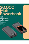 Taşınabilir Şarj Cihazı 20000 mAh | 22.5W Hızlı Şarj + Dijital Ekran + Kablo Dahil