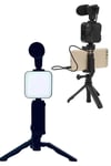 Telefon Tutucu Led Işıklı Kumandalı Mikrofon Telefon Vlog Video Kayıt