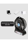 USB Girişli Taşınabilir Masaüstü Mini Fan – 3 Kademeli Hız, Şarjlı, Işıklı, Sessiz Çal