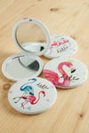 Flamingo Desenli Yuvarlak El Aynası