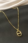 Oval Taşlı Çelik Kolye