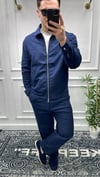 Çift Fermuarlı Keten Takım - Lacivert
