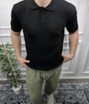 Düğmeli Polo Yaka Triko - Siyah