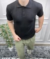 Düğmeli Polo Yaka Triko - Siyah