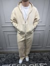 Fermuarlı Baggy Basic Eşofman Takım - Krem