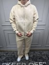 Fermuarlı Baggy Basic Eşofman Takım - Krem