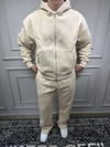 Fermuarlı Baggy Basic Eşofman Takım - Krem