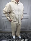 Fermuarlı Baggy Basic Eşofman Takım - Krem