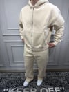 Fermuarlı Baggy Basic Eşofman Takım - Krem
