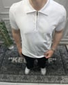 Fermuarlı Polo Yaka Triko - Beyaz