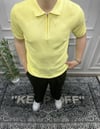 Fermuarlı Polo Yaka Triko - Sarı