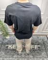 Fırçalı Kumaş Oversize T-Shirt - Siyah