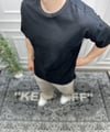 Fırçalı Kumaş Oversize T-Shirt - Siyah