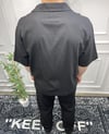 Gül Nakışlı Keten Gömlek - Siyah