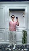 Gümüş Düğme Detaylı Polo Yaka Triko Wng - Pembe 
