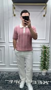 Gümüş Düğme Detaylı Polo Yaka Triko Wng - Pembe 
