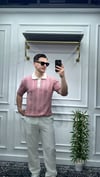Gümüş Düğme Detaylı Polo Yaka Triko Wng - Pembe 