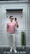 Gümüş Düğme Detaylı Polo Yaka Triko Wng - Pembe 