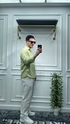 Kendinden Çizgi Desen Oversize Gömlek Çağla - Wng9003