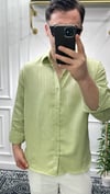 Kendinden Çizgi Desen Oversize Gömlek Çağla - Wng9003