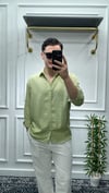 Kendinden Çizgi Desen Oversize Gömlek Çağla - Wng9003