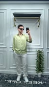 Kendinden Çizgi Desen Oversize Gömlek Çağla - Wng9003