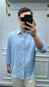 Kendinden Desenli Oversize Gömlek Bebe Mavi - Wng9041