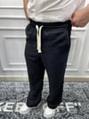 Keten Beyaz İpli Jogger Pantolon Siyah - Kps