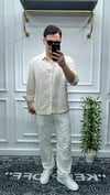 Keten Oversize Gömlek Bej - Wng9005
