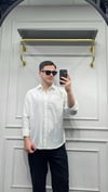 Keten Oversize Gömlek Beyaz - Wng9005