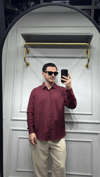 Oversize Pamuk Gömlek Bordo - Wng9006