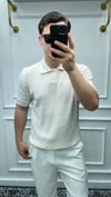 Pamuk Çizgi Şeritli Polo Yaka Triko Bej - Wng9028