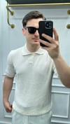 Pamuk Çizgi Şeritli Polo Yaka Triko Bej - Wng9028