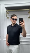 Pamuk Çizgi Şeritli Polo Yaka Triko Siyah - Wng9028