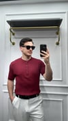 Pamuk Hakim Yaka Çizgi  Polo Triko Bordo - Wng9030