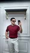 Pamuk Hakim Yaka Çizgi  Polo Triko Bordo - Wng9030
