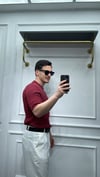 Pamuk Hakim Yaka Çizgi  Polo Triko Bordo - Wng9030