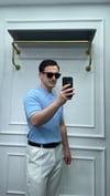 Pamuk Hakim Yaka Çizgi Şeritli Triko Bebe Mavi - Wng9030