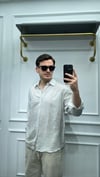Pamuk Oversize Çizgili Gömlek Gri - Wng9024