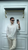 Pamuk Oversize Çizgili Gömlek Gri - Wng9024