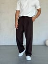Pileli Baggy Kumaş Pantolon Kahverengi - W11