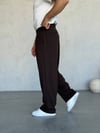 Pileli Baggy Kumaş Pantolon Kahverengi - W11