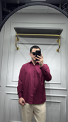 Poplin Oversize Gömlek Bordo - Wng9001