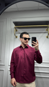 Poplin Oversize Gömlek Bordo - Wng9001