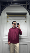 Poplin Oversize Gömlek Bordo - Wng9001
