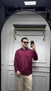 Poplin Oversize Gömlek Bordo - Wng9001