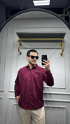 Poplin Oversize Gömlek Bordo - Wng9001